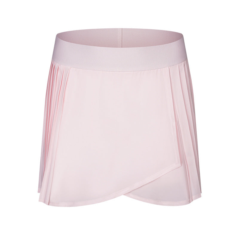 Women's New Fashion Joker Ice Fold Split Sports Pant Comes with Lining Anti-exposure Sports Yoga Skirt.