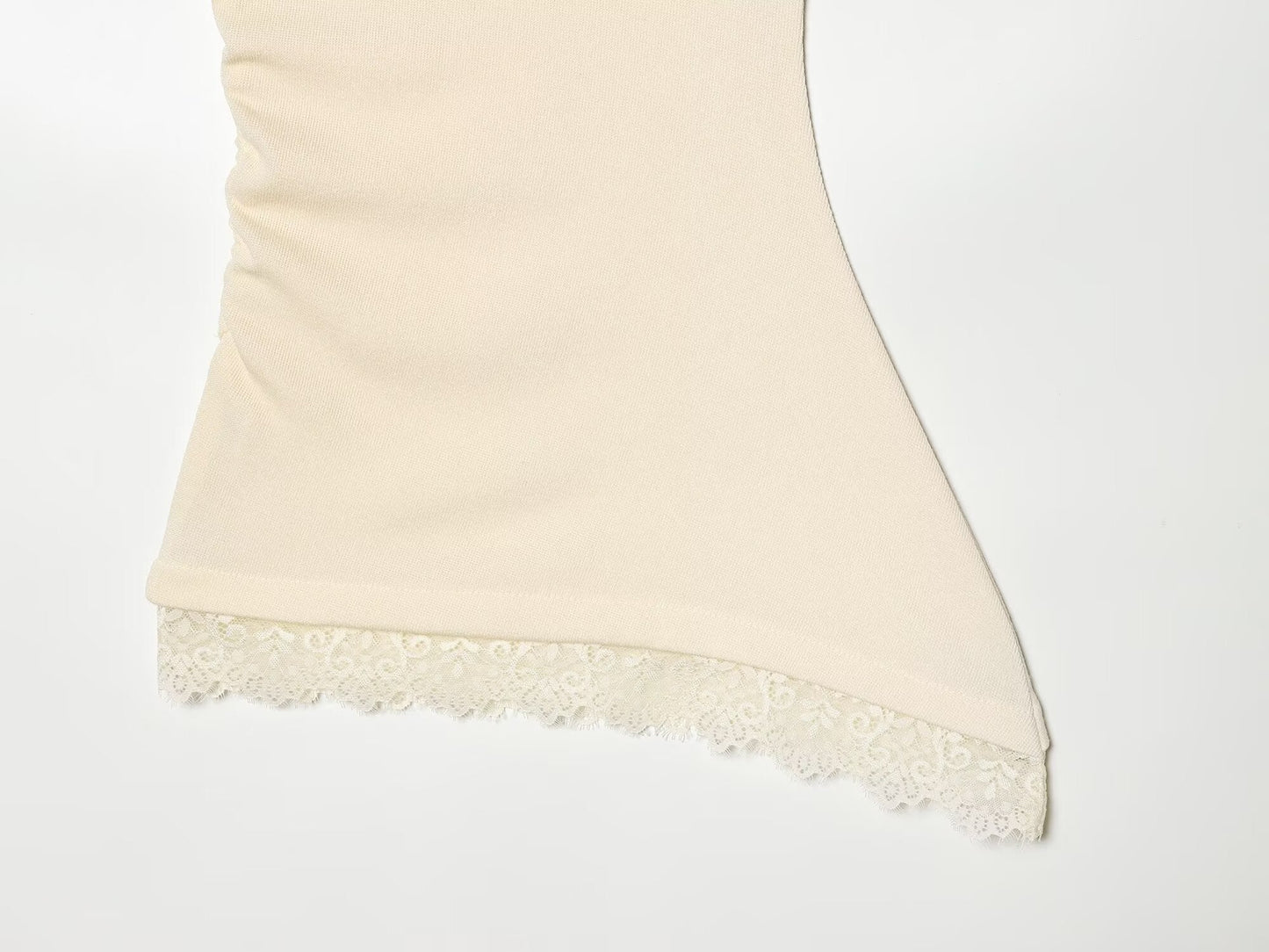 Women's pleated lace asymmetrical top