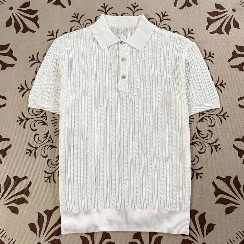 2026 Women's New Leisure Lapel Knitted Short Sleeve T-shirt