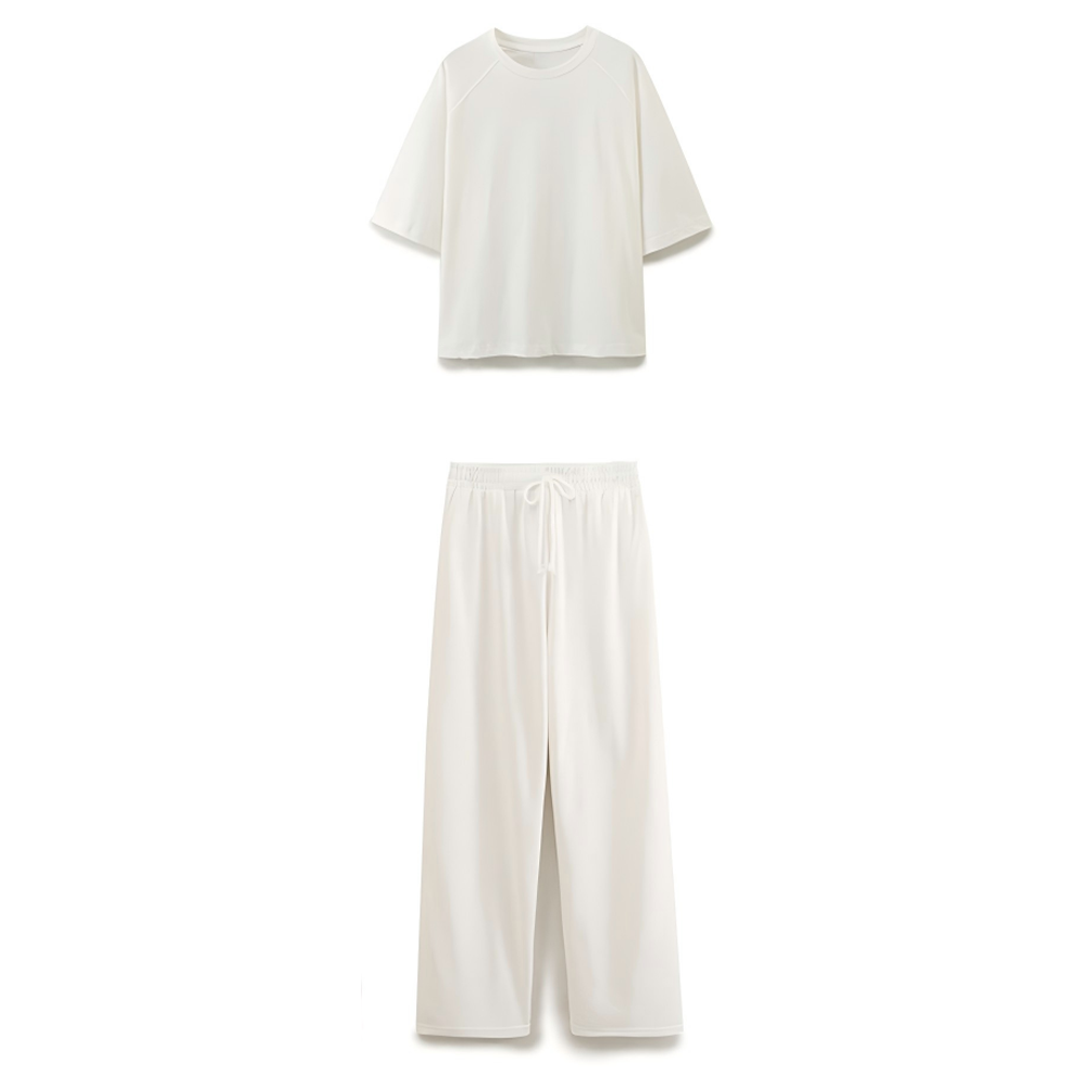 suit Women's 2 pieces double-sided fabric loose T-shirt+Jogging pants