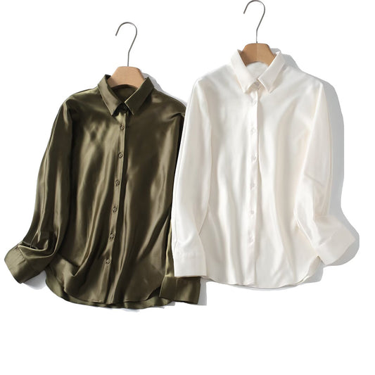 Women's casual satin texture bat sleeve shirt