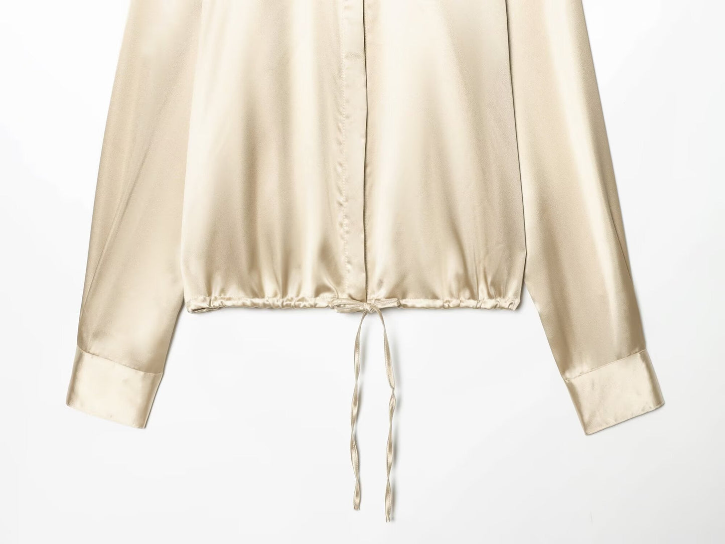 Women's with drawstring satin textured shirt