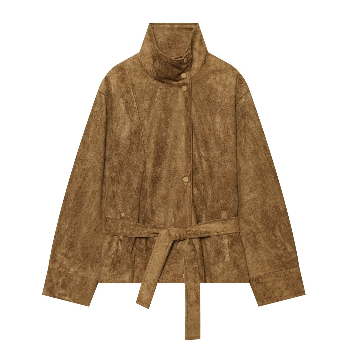 Women's with belt suede texture effect Coat